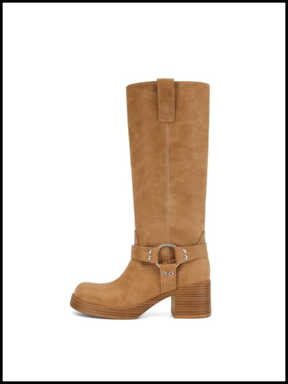 Women's Knee High Riding Boots Chunky Heel Wide Calf Faux Leather